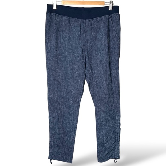 ELLEN TRACY Linen Blend Stretch Waist Joggers Adjustable Rusching at Hem Sz M - Picture 1 of 9